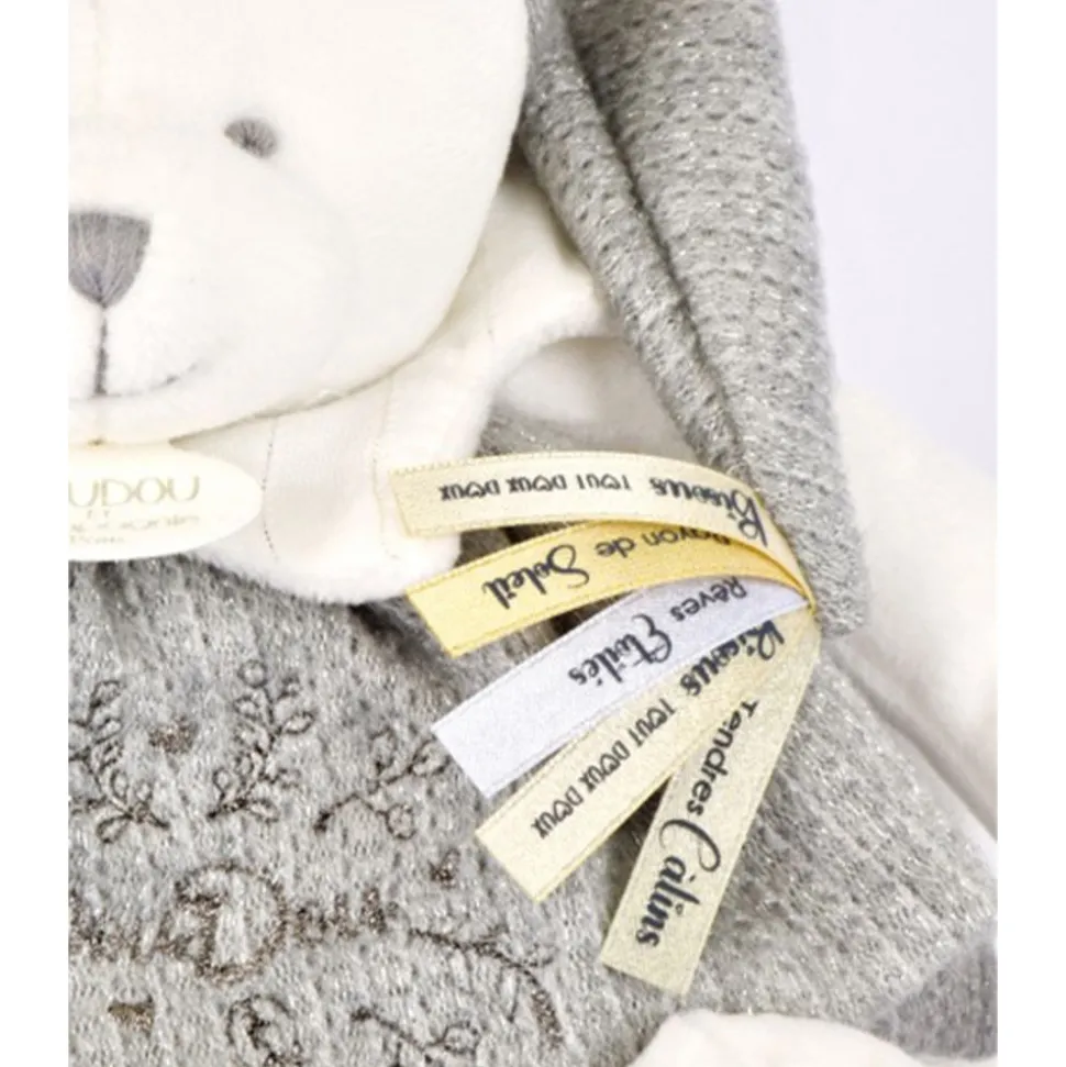 Peluche d'éveil ours 30 cm argent