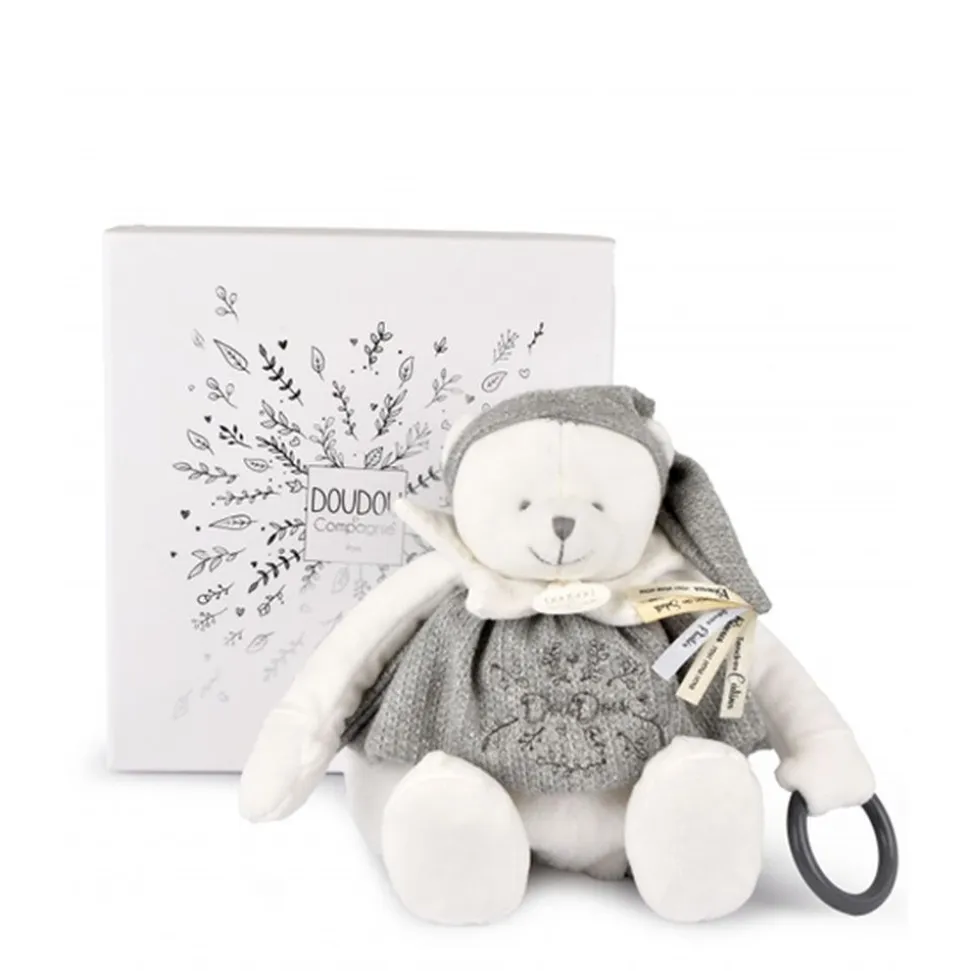 Peluche d'éveil ours 30 cm argent