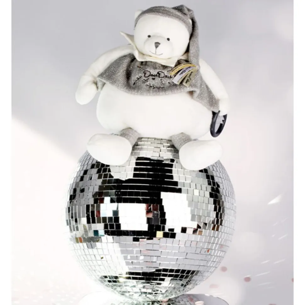 Peluche d'éveil ours 30 cm argent