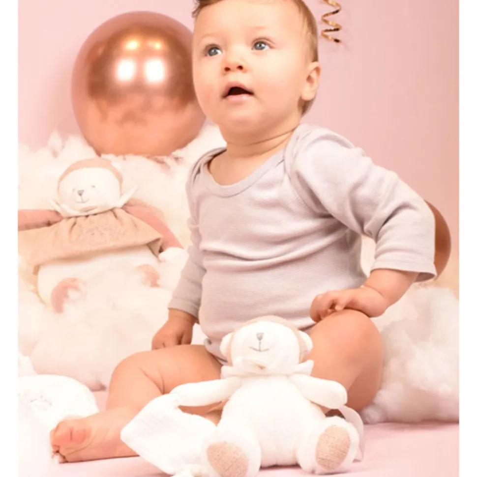 Peluche d'éveil ours 30 cm rose