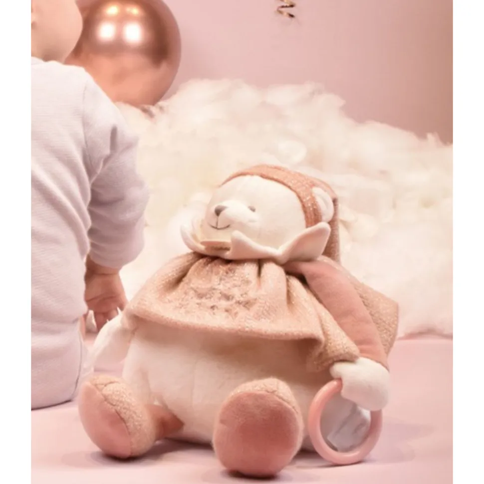 Peluche d'éveil ours 30 cm rose