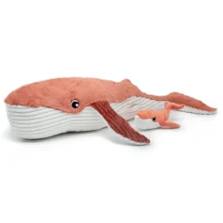 Peluche géante les ptipotos baleine et son bébé gravillou terracotta
