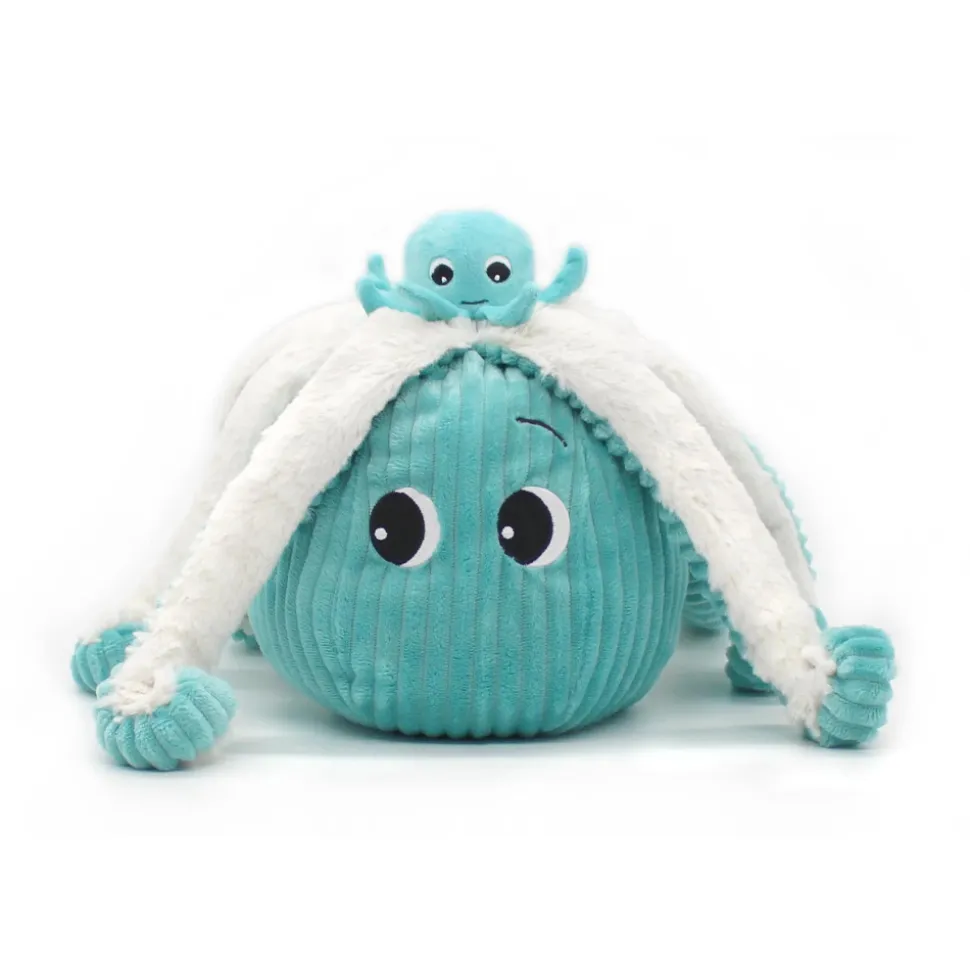 Peluche géante les ptipotos pieuvre et son bébé filou aqua