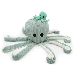 Peluche géante les ptipotos pieuvre et son bébé filou menthe