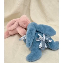 Peluche lapin doudou bleu 25 cm