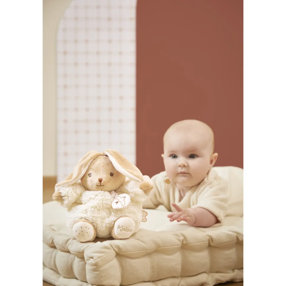 Peluche lapin patapouf musical 17 cm crème