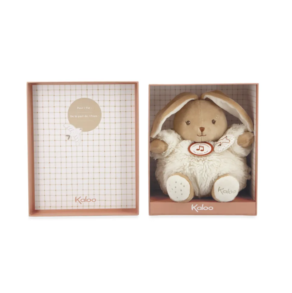 Peluche lapin patapouf musical 17 cm crème