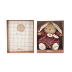 Peluche lapin patapouf musical 17 cm bordeaux
