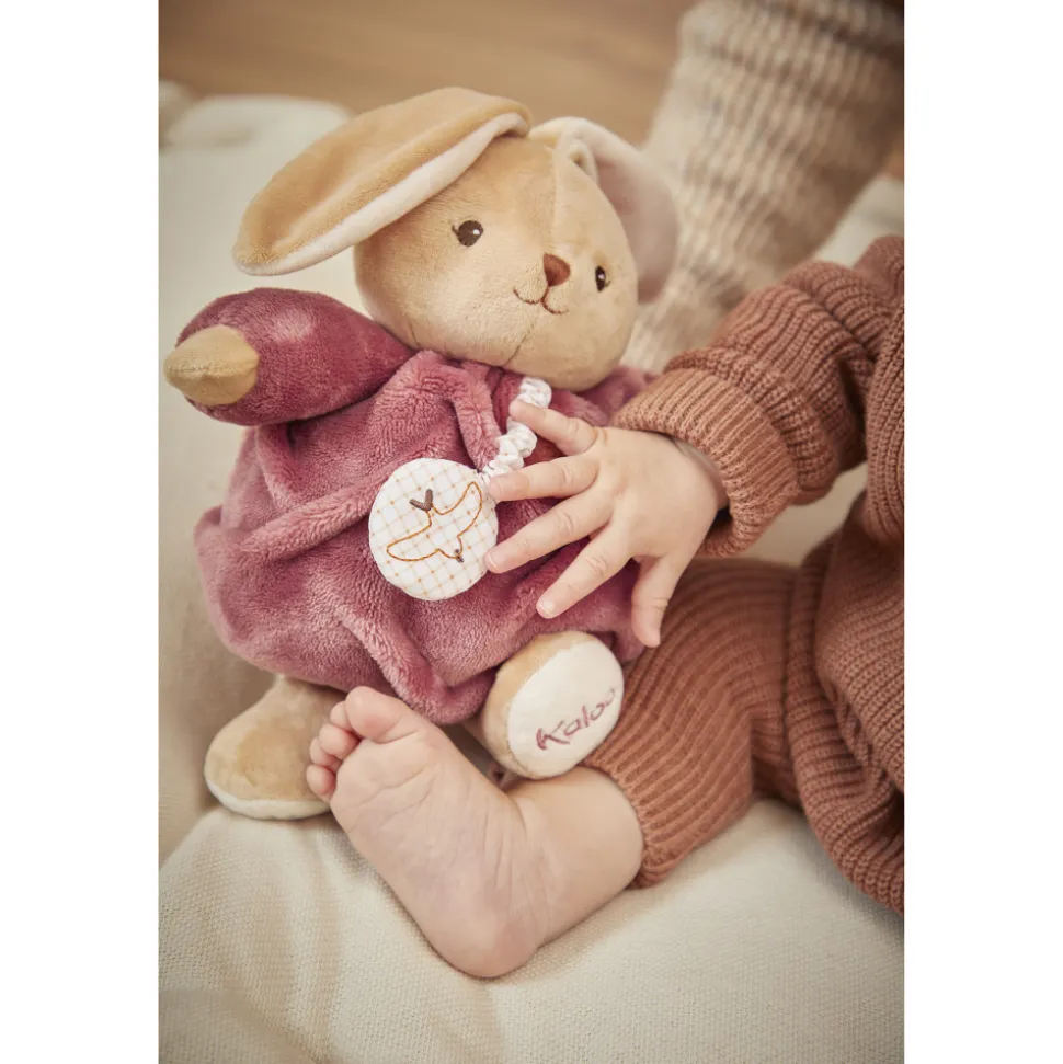 Peluche lapin patapouf musical 17 cm bordeaux