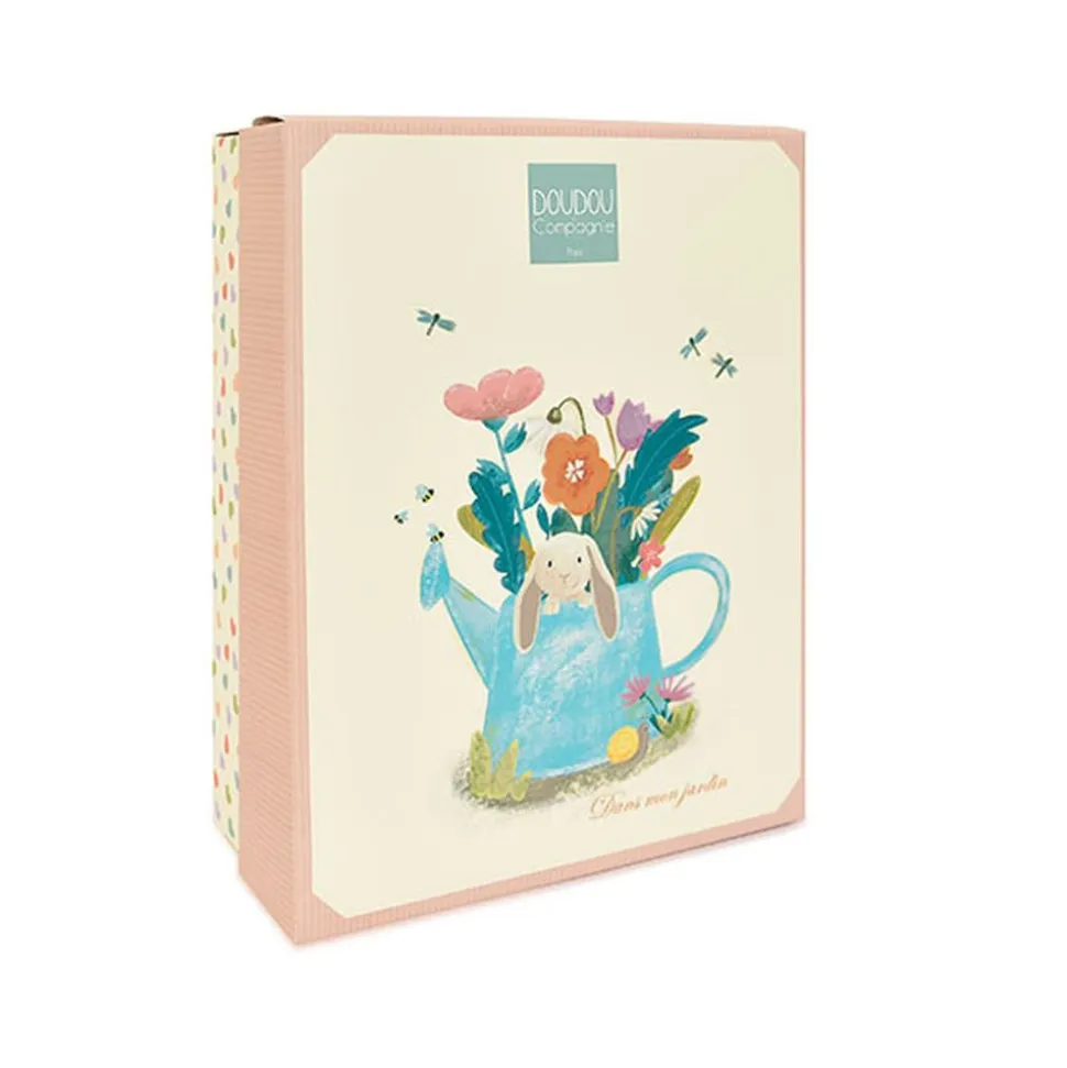 Peluche lapin rose avec son doudou