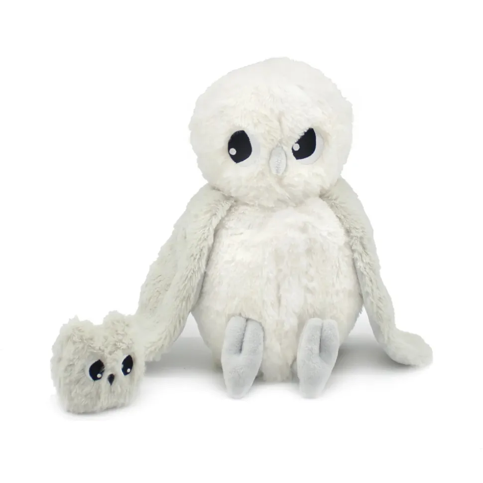 Peluche les ptipotos chouette maman et bébé gris clair