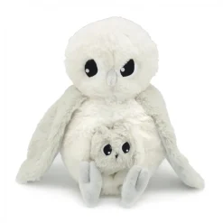 Peluche les ptipotos chouette maman et bébé gris clair