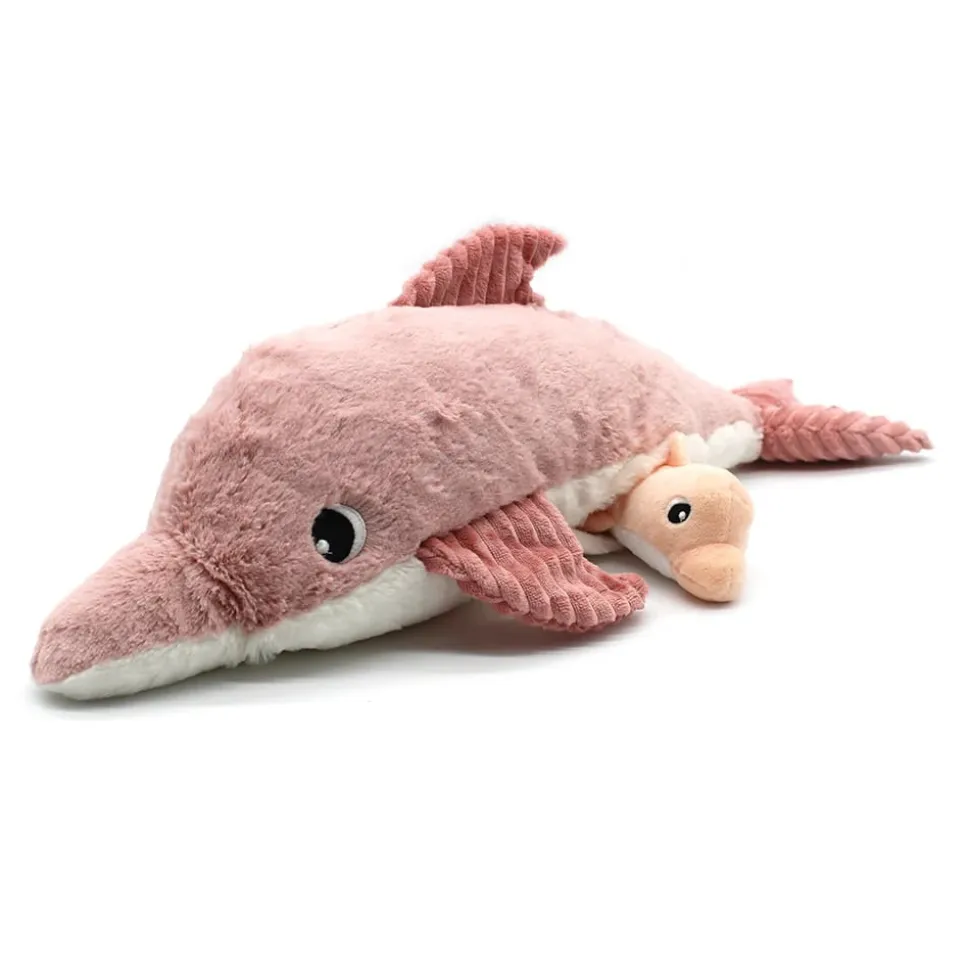 Peluche les ptipotos dauphin et son bébé rose