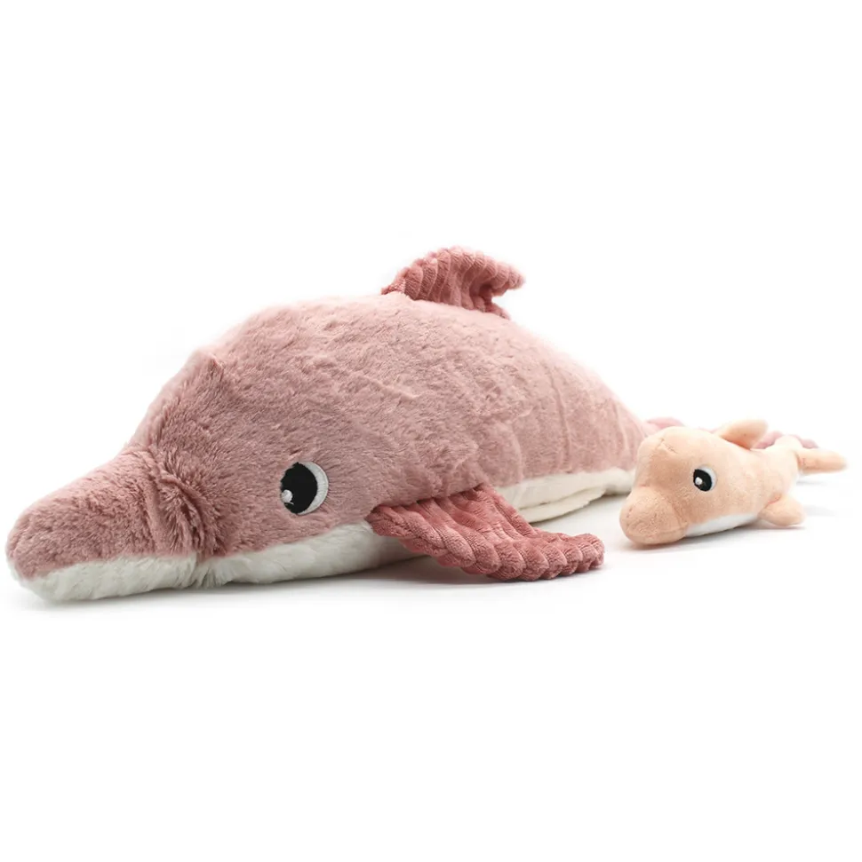 Peluche les ptipotos dauphin et son bébé rose