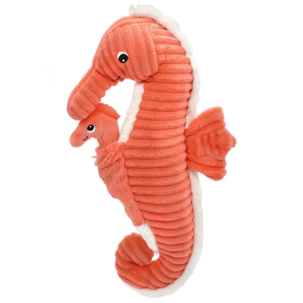 Peluche les ptipotos hippocampe et son bébé papadou corail