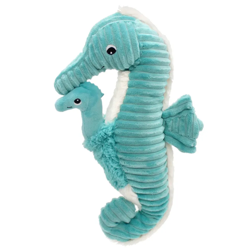 Peluche les ptipotos hippocampe et son bébé papadou aqua