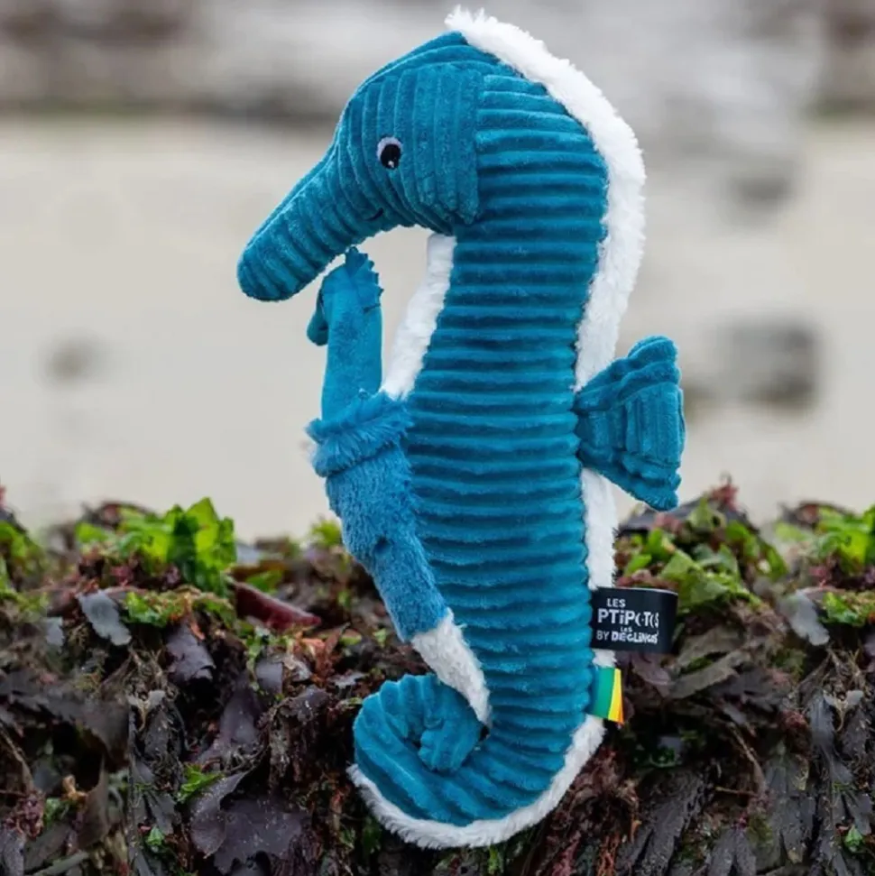 Peluche les ptipotos hippocampe et son bébé papadou bleu