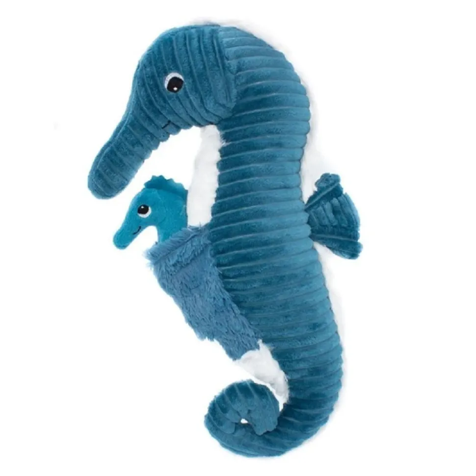 Peluche les ptipotos hippocampe et son bébé papadou bleu