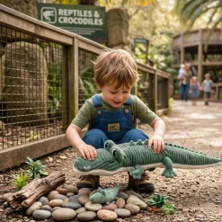 Peluche les ptipotos le crocodile croketou maman et bébé