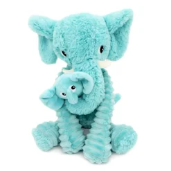 Peluche les ptipotos éléphant et son bébé aqua