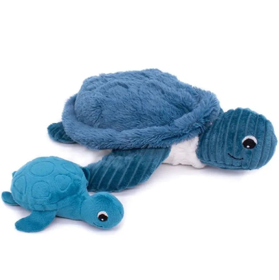 Peluche les ptipotos maman et bébé tortue bleu