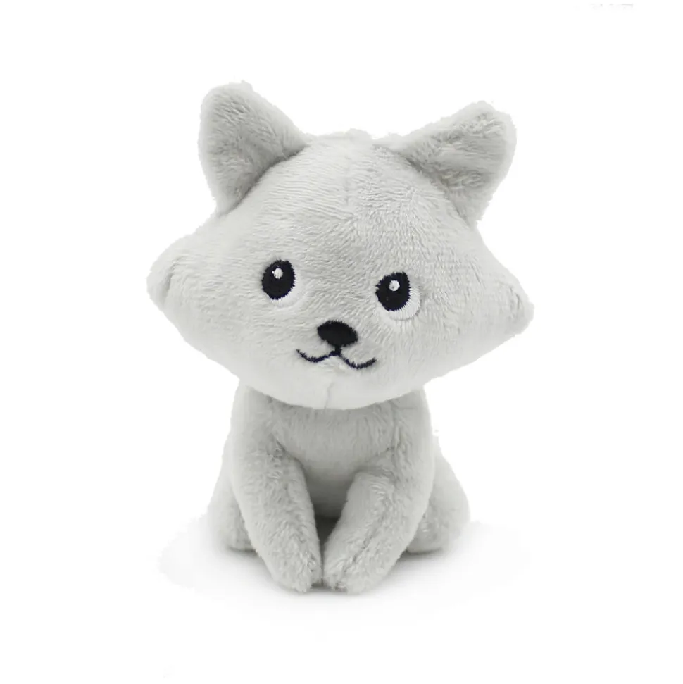Peluche les ptipotos renard arctique maman et bébé gris clair