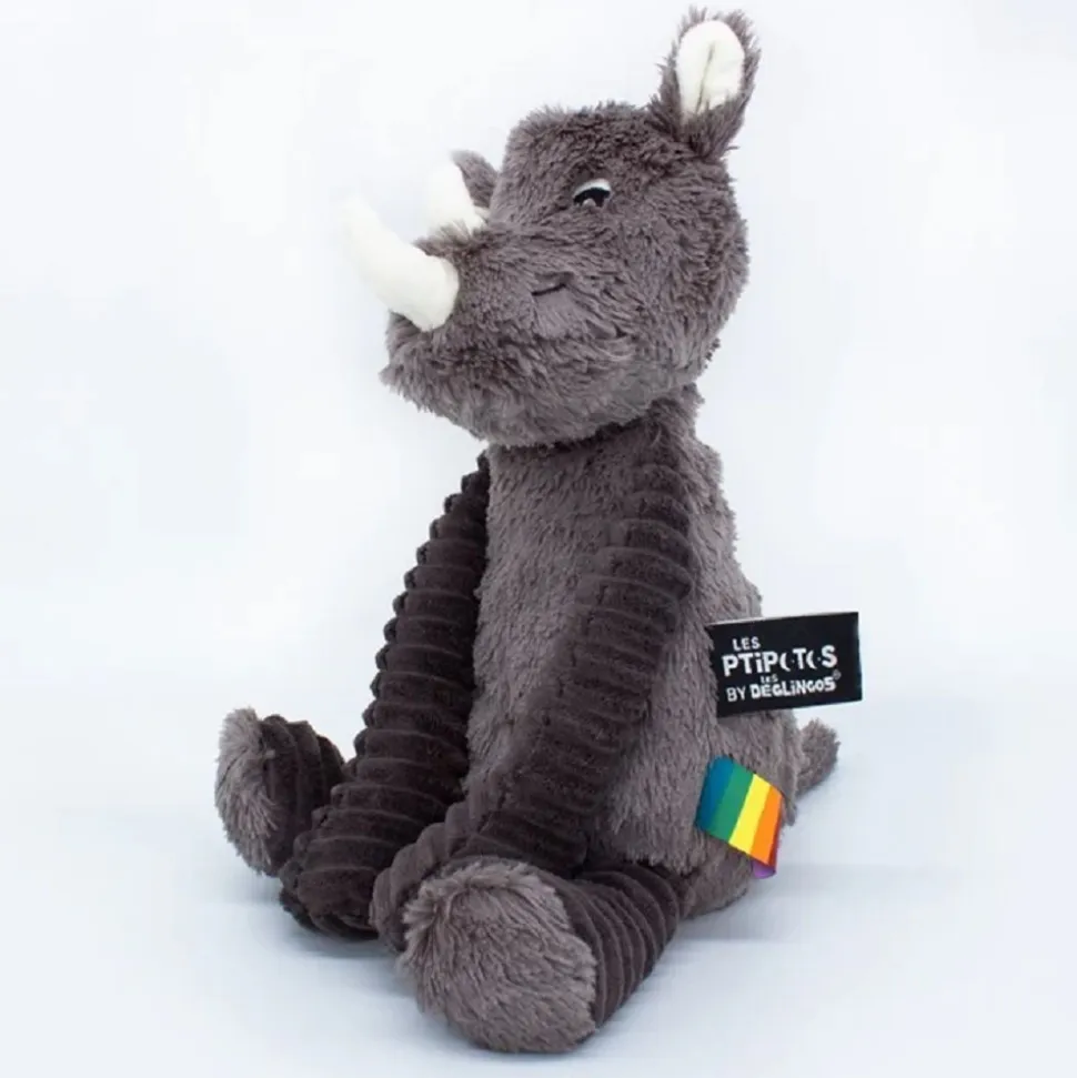 Peluche les ptipotos rhinocéros grobisous gris
