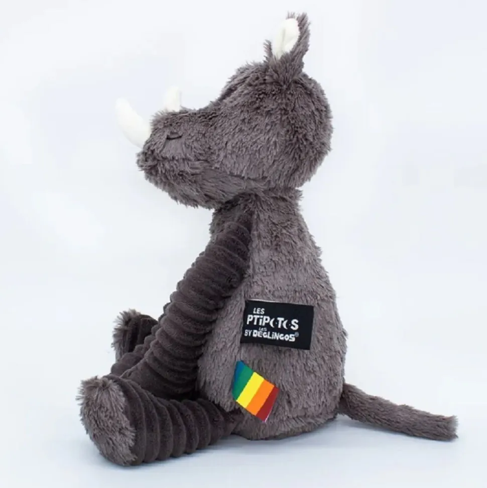 Peluche les ptipotos rhinocéros grobisous gris