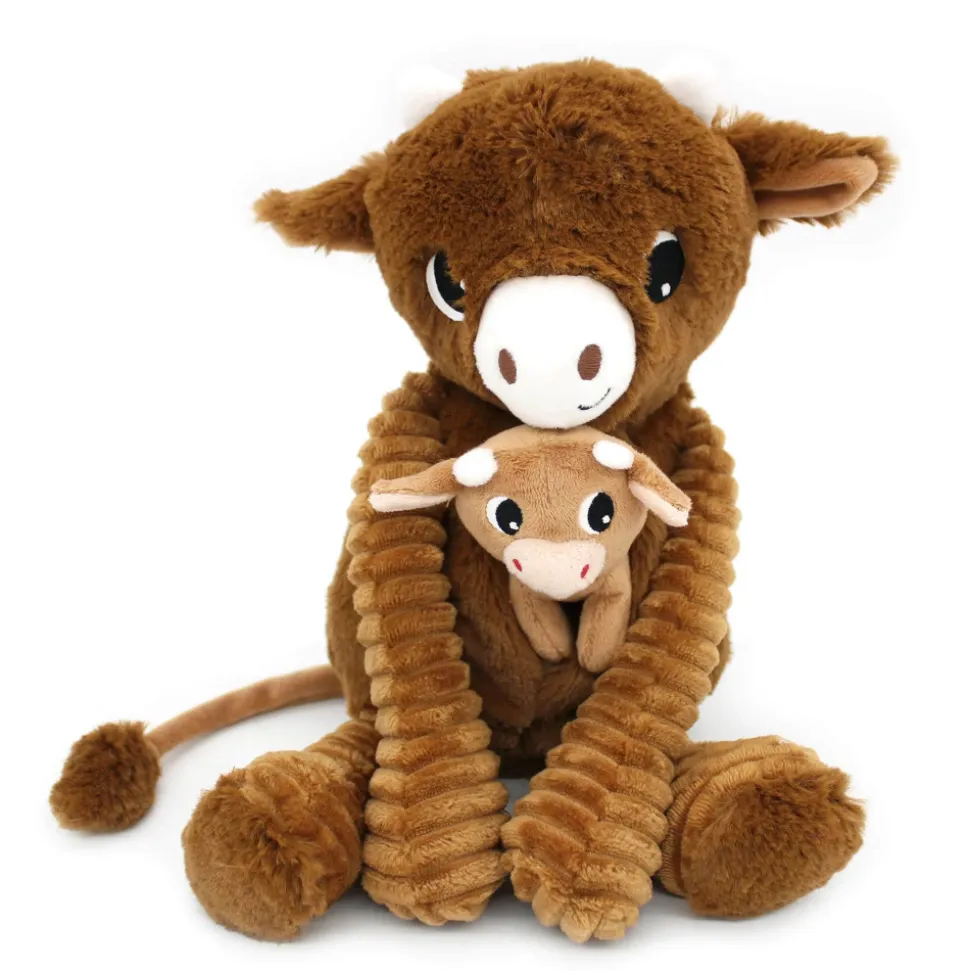 Peluche les ptipotos vache et son bébé