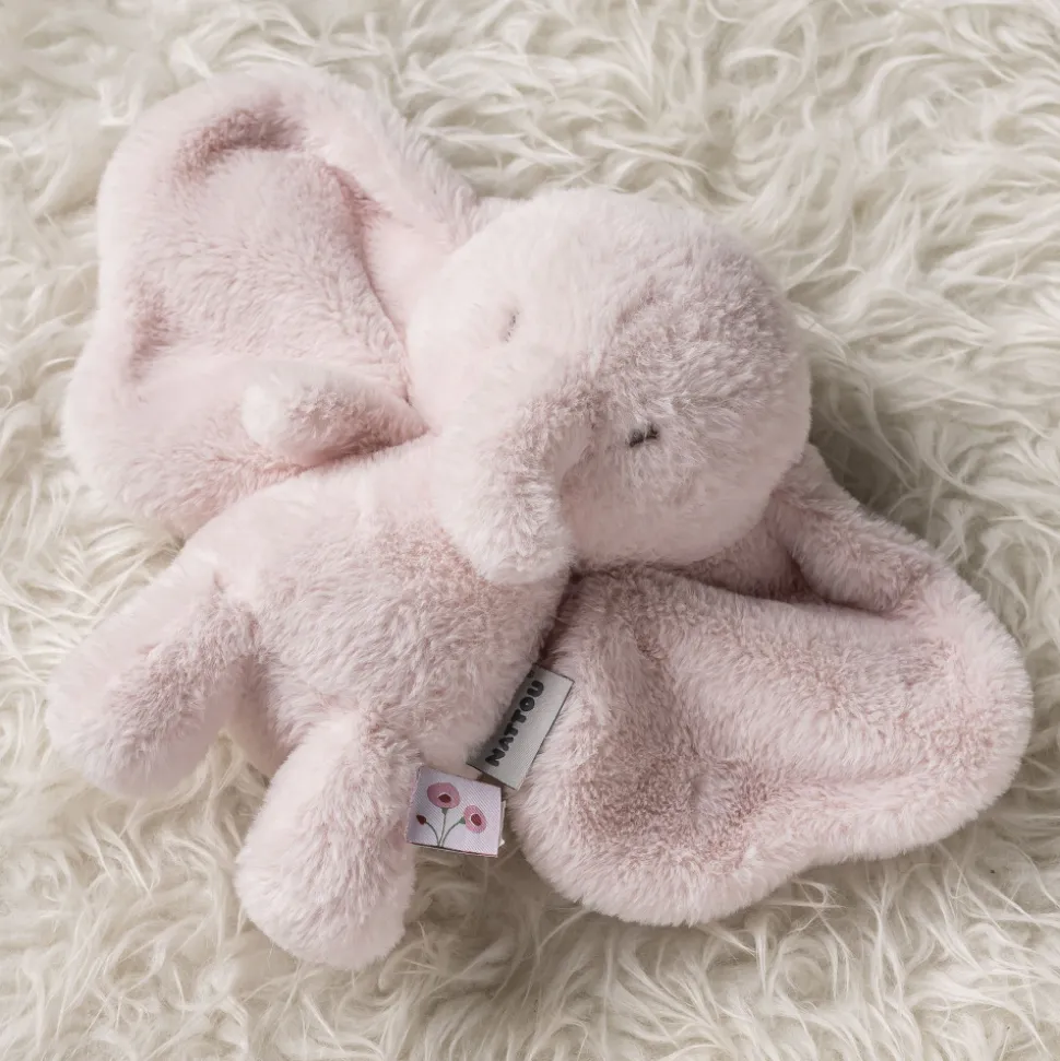 Peluche éléphant longs poils rose fanfan