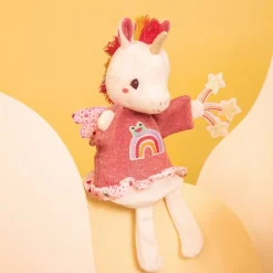 Peluche marionnette à main lena la licorne