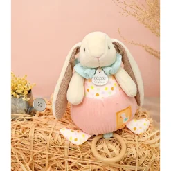 Peluche musicale boîte à musique lapin rose