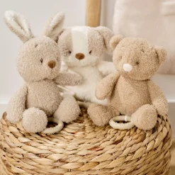 Peluche musical teddy bouclette lapin beige