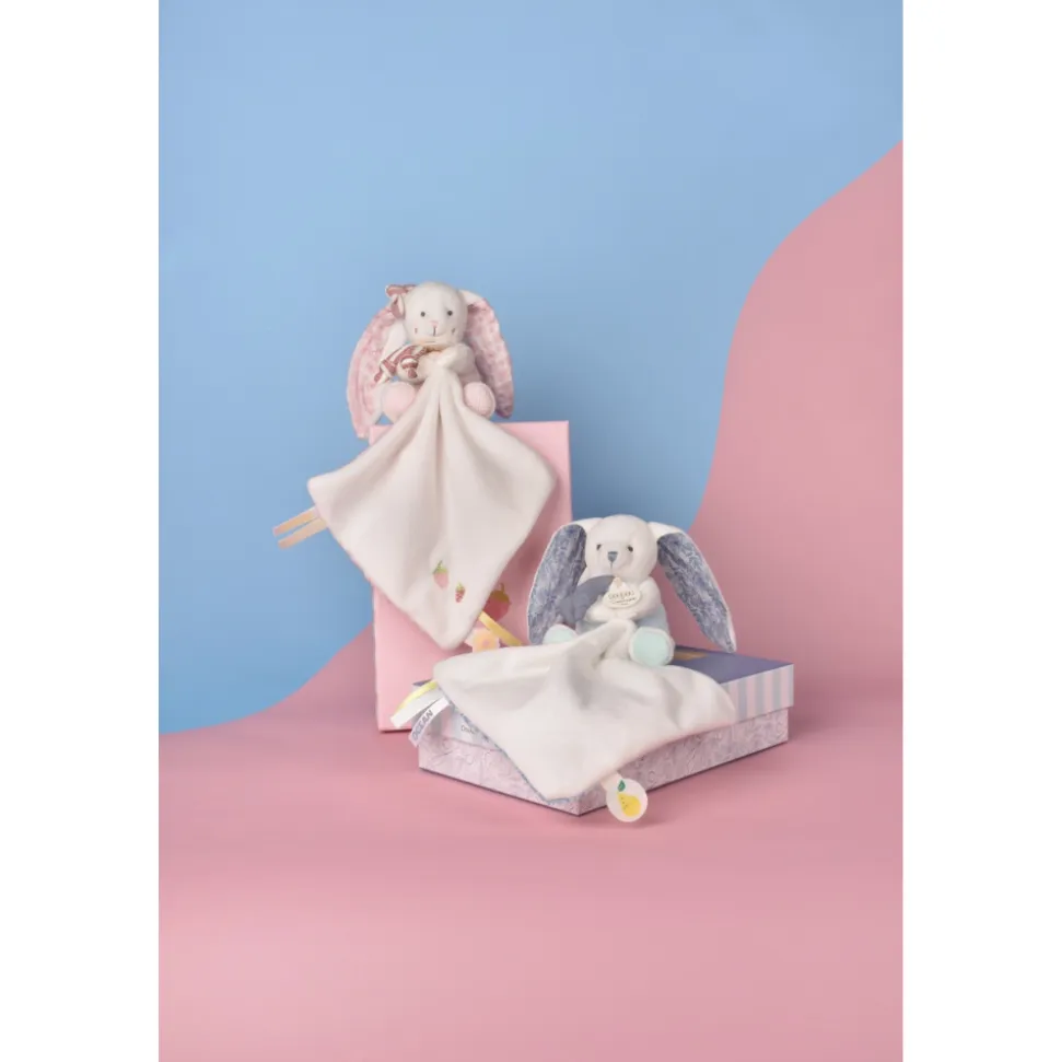 Peluche pantin lapin avec doudou 10 cm cœur océan