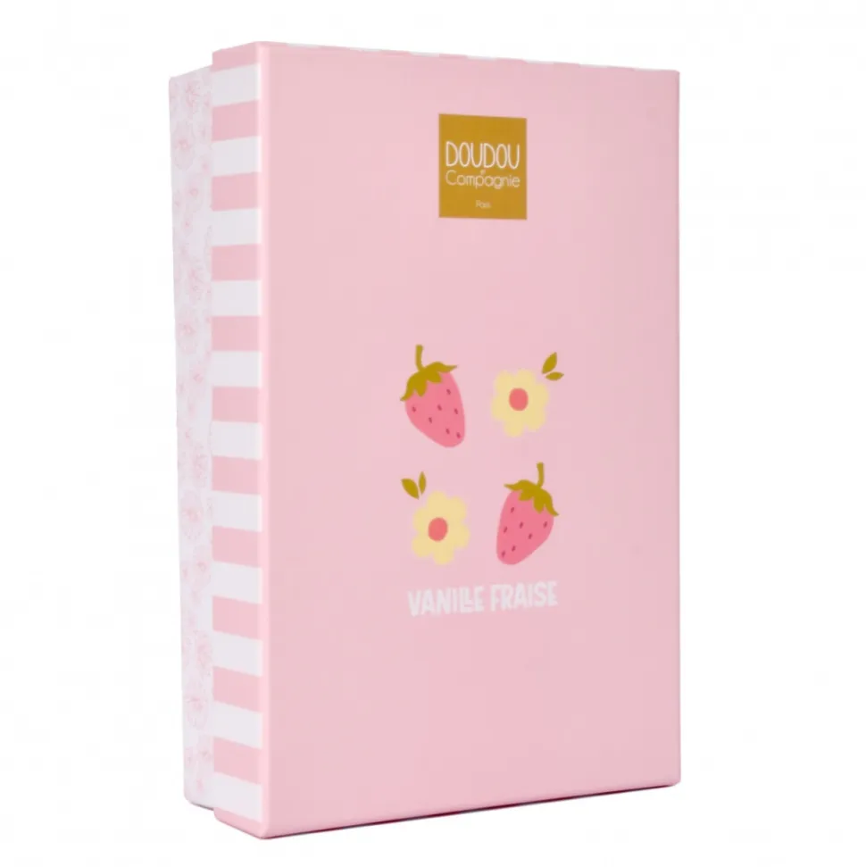 Peluche pantin lapin avec doudou 10 cm vanille fraise