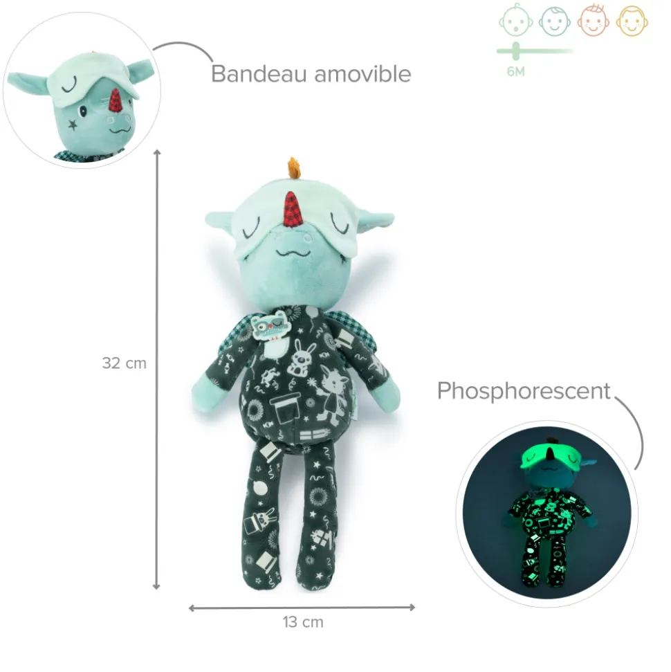 Peluche phosphorescente joe ami de la nuit