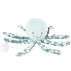 Peluche poulpe musical vert de gris - menthe