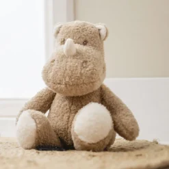 Peluche rhino bouclette 30cm caramel teddy bouclette