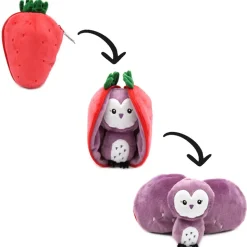Peluche réversible flipetz chouette et fraise
