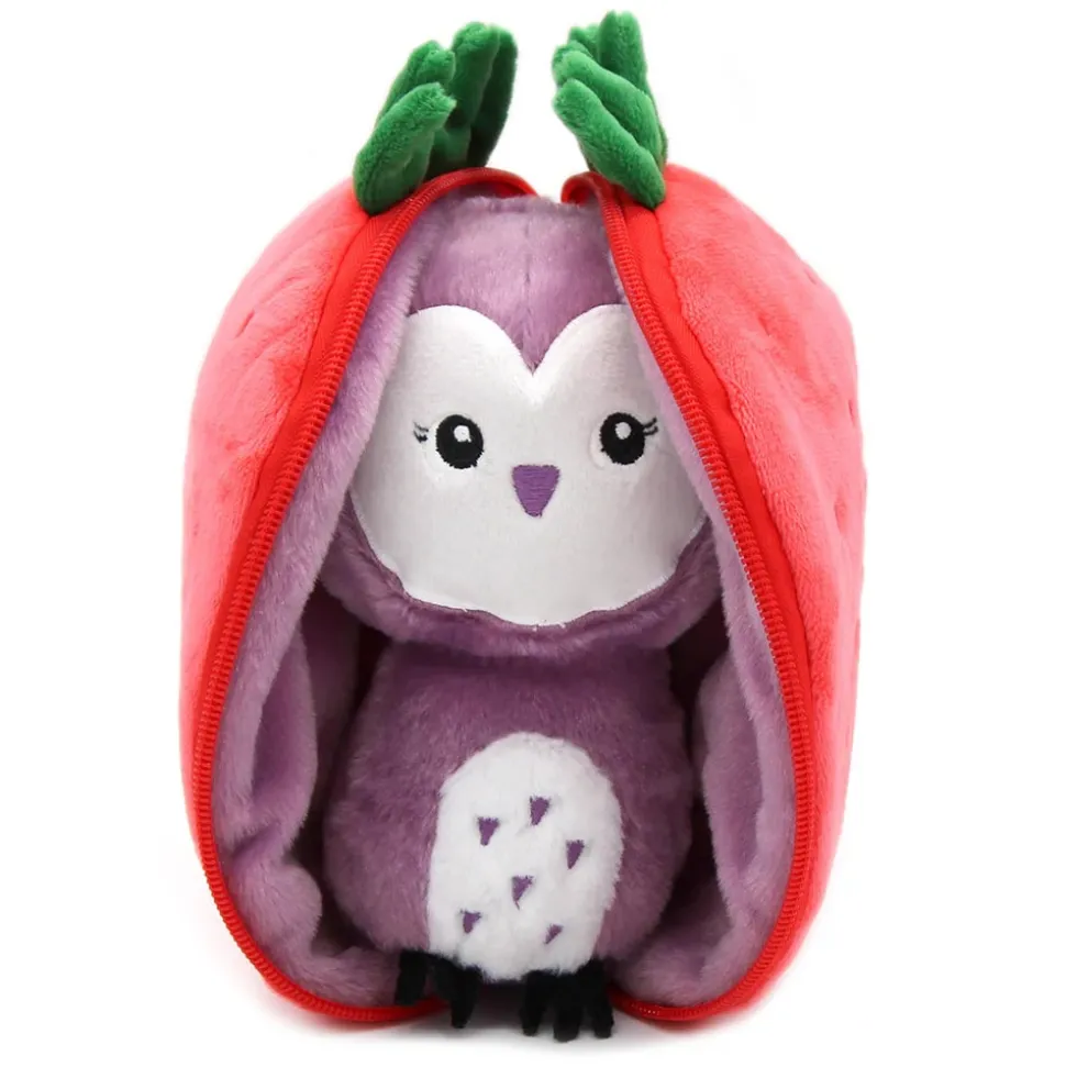 Peluche réversible flipetz chouette et fraise
