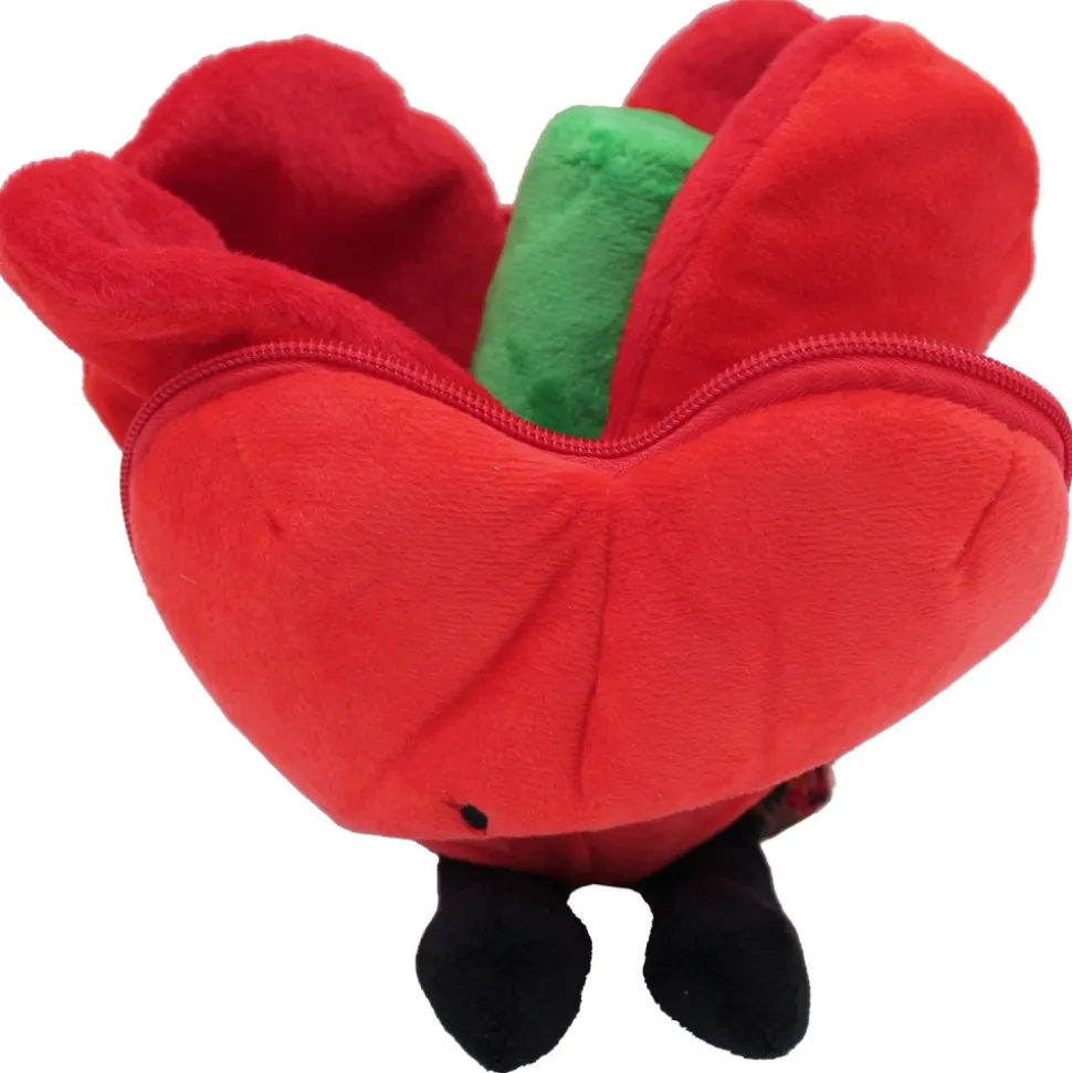 Peluche réversible flipetz coeur et fleur rouge coquelicot