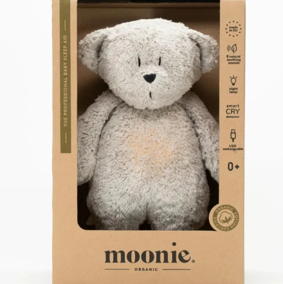 Peluche veilleuse ours nature bio gris minéral