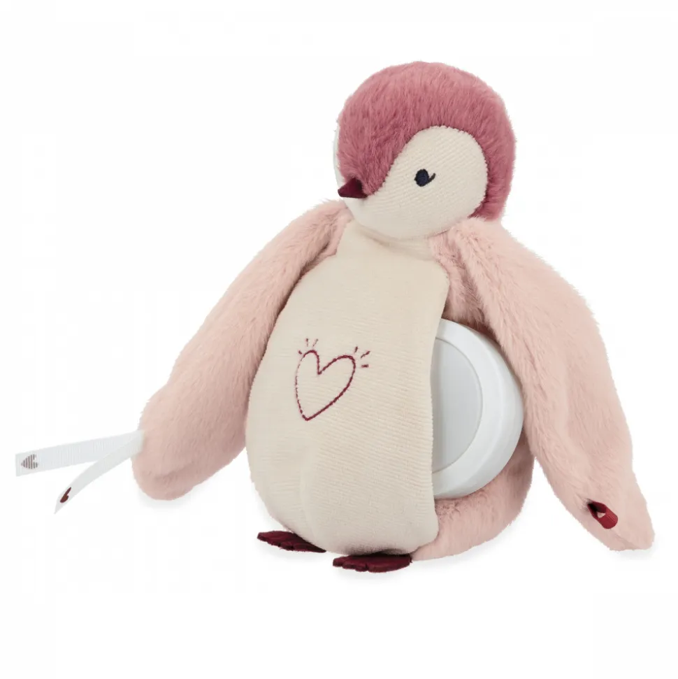 Peluche veilleuse pingouin rose