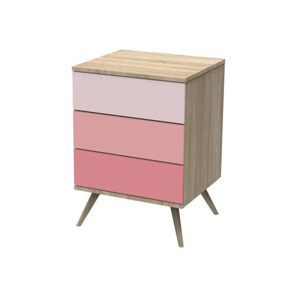 Petite commode 3 tiroirs seventies rose