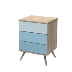 Petite commode 3 tiroirs seventies bleue