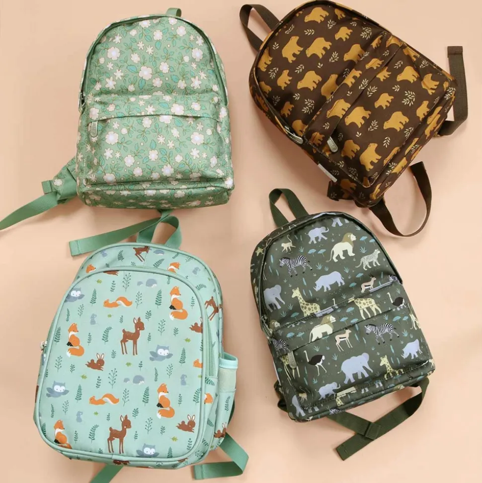 Petit sac à dos fleurs sauge