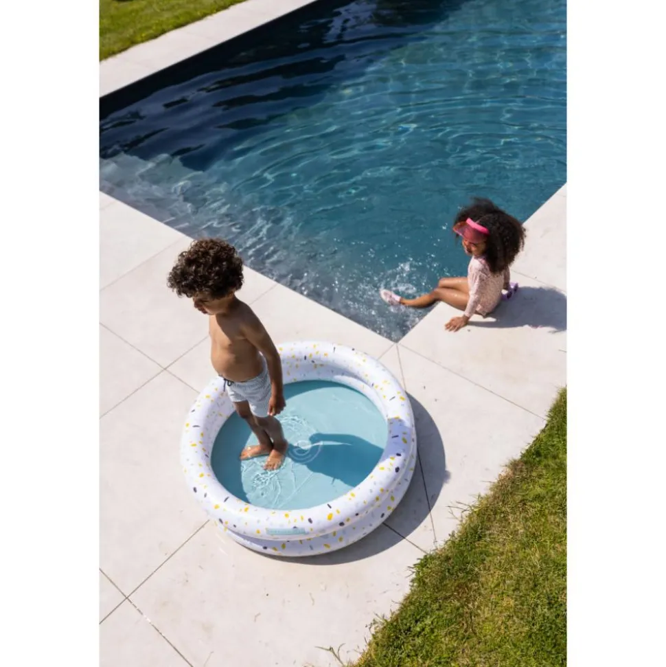 Piscine bébé ø 100 cm 2 anneaux terrazzo blanc