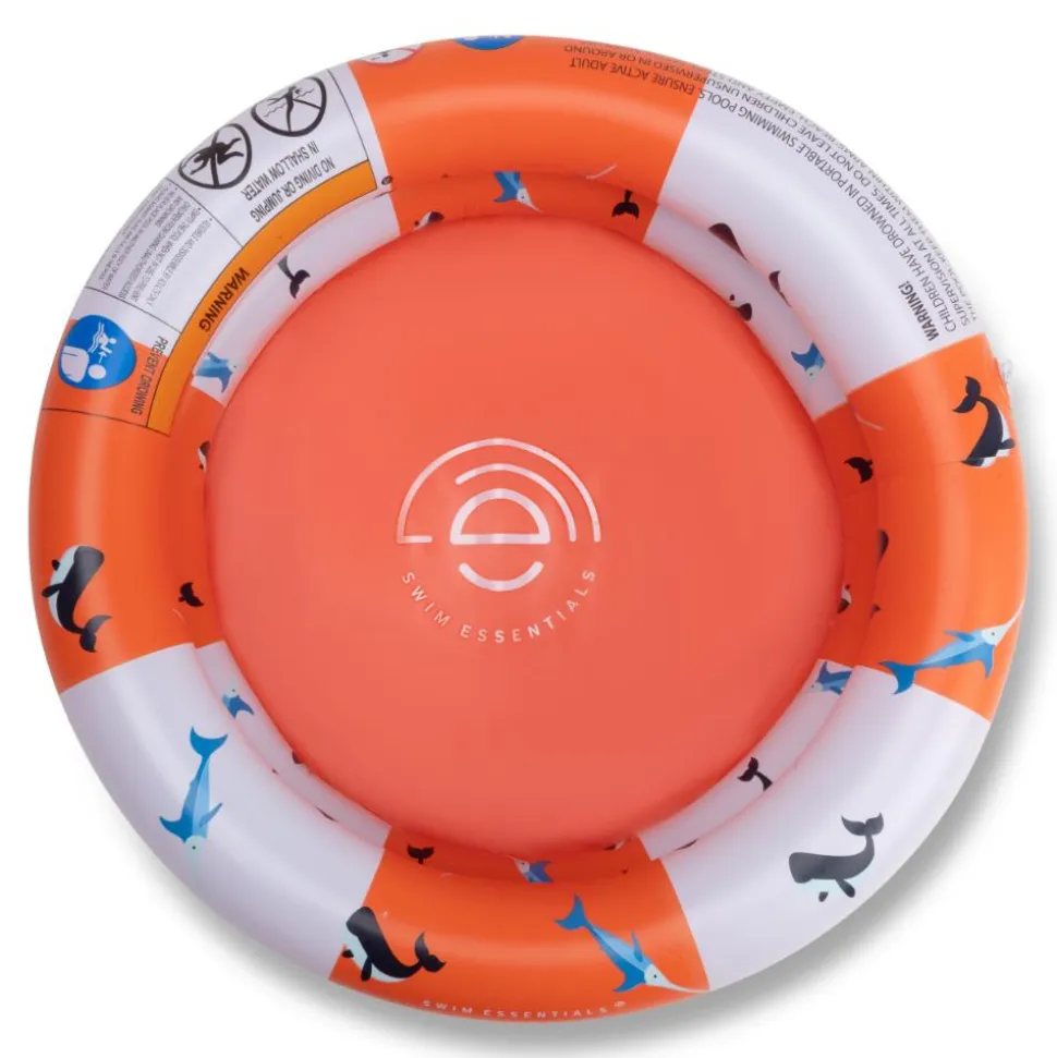 Piscine bébé ø 60 cm rayures oranges 2 anneaux