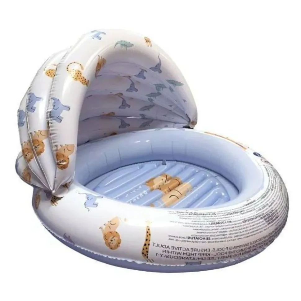 Piscine gonflable avec auvent léopard bleu