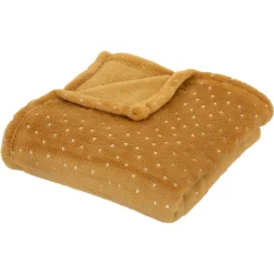 Plaid bébé 75x100 cm oya flanelle ocre